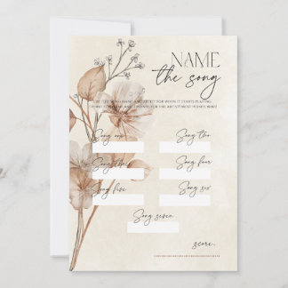 Brown Floral Name That Song Bridal Game Invitation