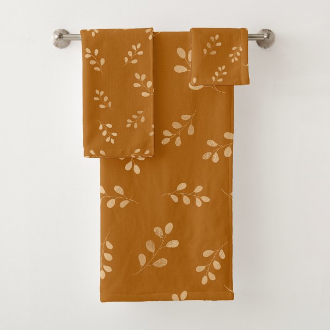 Brown Floral Pattern  Bath Towel Set (Insitu)
