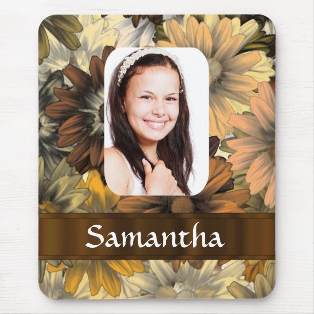 Brown floral photo template mouse pad (Front)