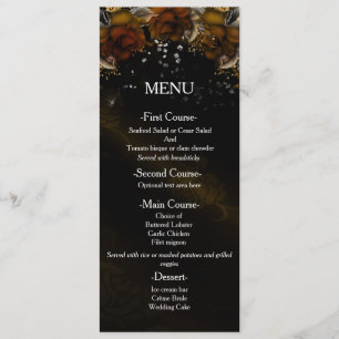 Brown Floral Roses Autumn Fall Wedding Menu Card