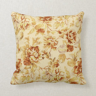 Brown Floral Throw Pillow