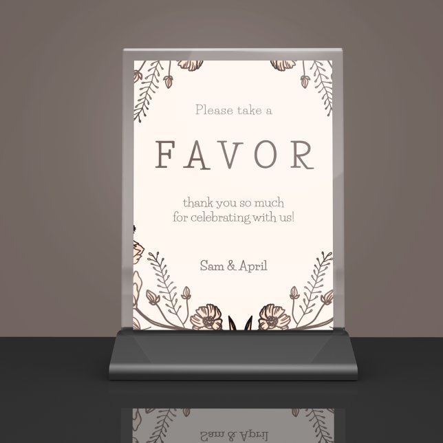 Brown Floral Wedding Theme Pedestal Sign (Table sign boards with sweet thank you)