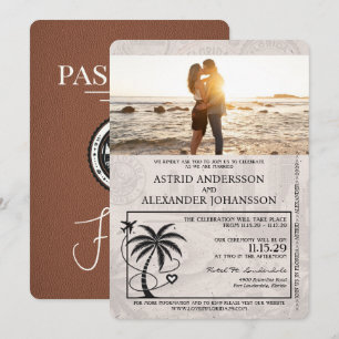 Brown Florida Passport Wedding Invitation