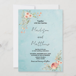 Brown Flower Green Wedding Invitations