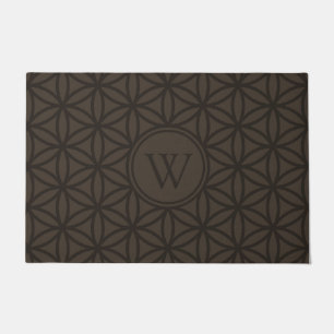 Brown Flower of Life - sacred geometry Monogram Doormat