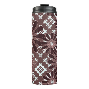 Brown , flower pattern thermal tumbler