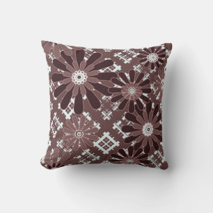 Brown , flower pattern throw pillow