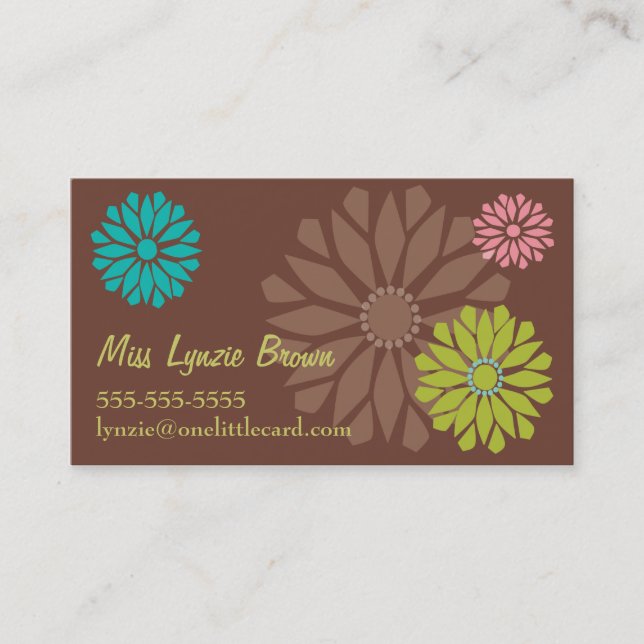 Brown Flower Power Business Card (Front)