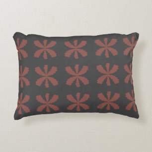 Brown flowers on a grey background rug accent pillow