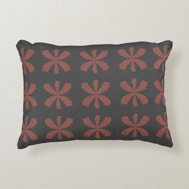 Brown flowers on a grey background rug accent pillow (Front)