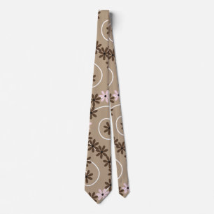 Brown flowers on spiral taupe tie