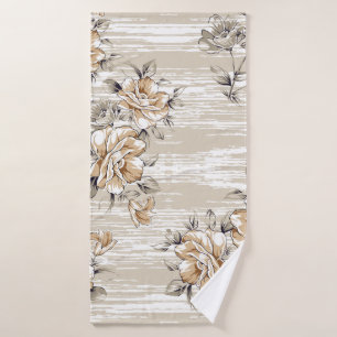 brown flowers pattern on texture backgroundpattern bath towel