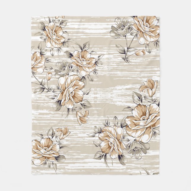 brown flowers pattern on texture backgroundpattern fleece blanket (Front)
