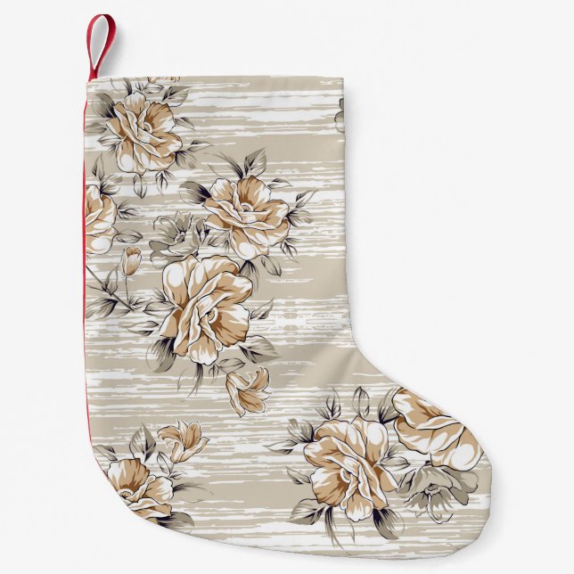 brown flowers pattern on texture backgroundpattern small christmas stocking (Front)