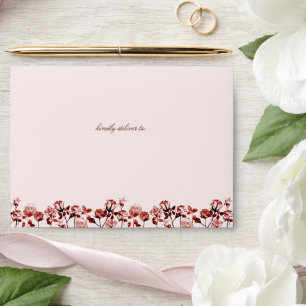 Brown Flowers Pre-Addressed Wedding Invitation Envelope