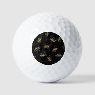 Brown flowers, seamless black background. golf balls
