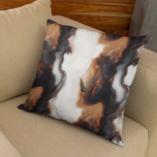 Brown Fluid Painting art Throw Pillow