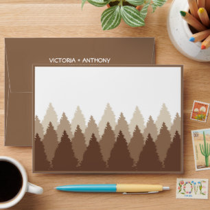 Brown Forest Range Woodland Wedding Envelope