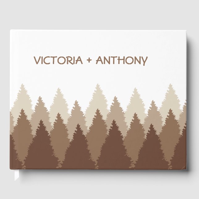 Brown Forest Range Woodland Wedding Guest Book (Front)