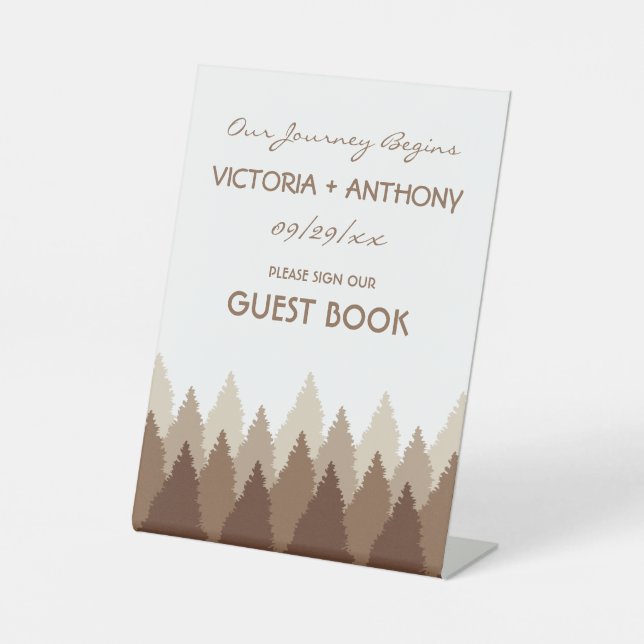Brown Forest Range Woodland Wedding Pedestal Sign (Front)