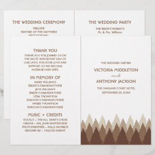 Brown Forest Range Woodland Wedding Program
