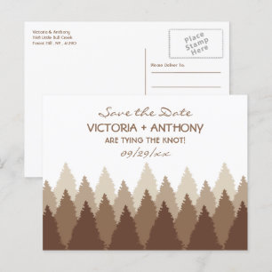 Brown Forest Range Woodland Wedding Save The Date Postcard