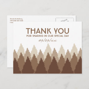 Brown Forest Range Woodland Wedding Thank You Postcard