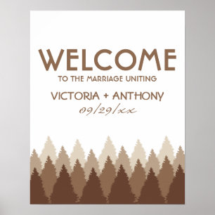 Brown Forest Range Woodland Wedding Welcome Poster