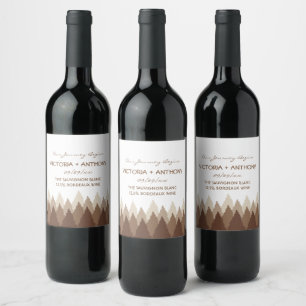 Brown Forest Range Woodland Wedding Wine Label
