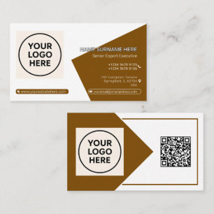 Brown Formal QR Code Professional Corporate Modern Business Card