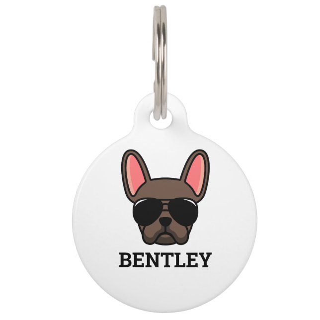 Brown French Bulldog Pet ID Tag (Front)