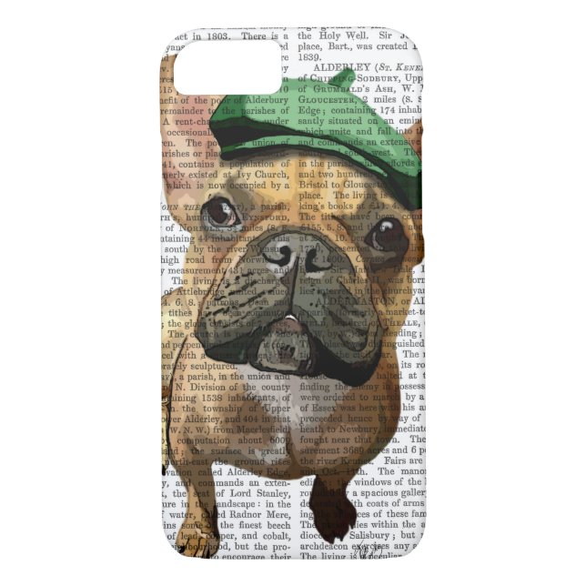 Brown French Bulldog with Green Hat 2 Case-Mate iPhone Case (Back)