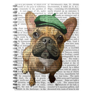 Brown French Bulldog with Green Hat 2 Notebook