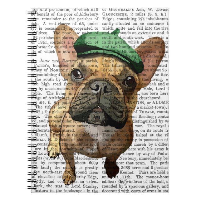 Brown French Bulldog with Green Hat 2 Notebook (Front)