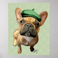 Brown French Bulldog with Green Hat