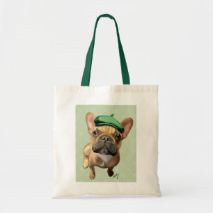 Brown French Bulldog with Green Hat Tote Bag