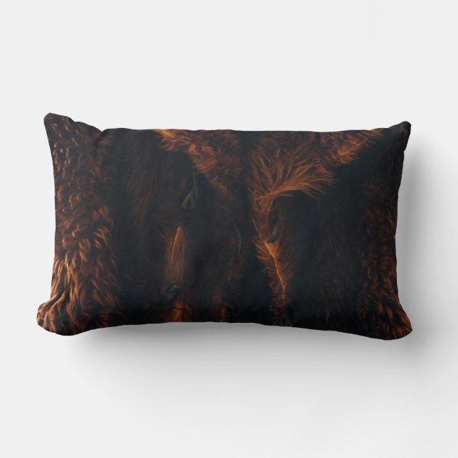 Brown fur coat lumbar pillow (Front)