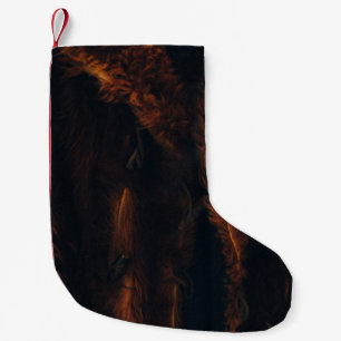 Brown fur coat small christmas stocking