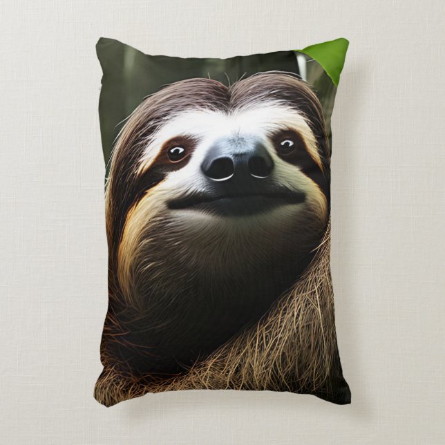 Brown Fuzzy Sloth, Photo Block Accent Pillow (Front(Vertical))