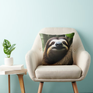Brown Fuzzy Sloth, Photo Block Throw Pillow