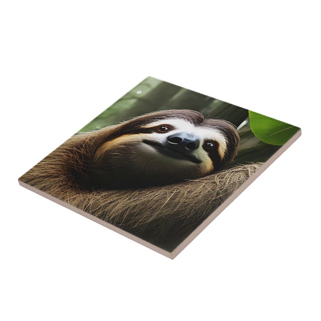 Brown Fuzzy Sloth, Photo Block Tile (Side)