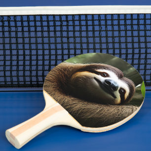 Brown Fuzzy Sloth,  Ping Pong Paddle