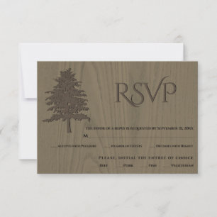 Brown gaufrés arbres sépia mariage en bois carte R