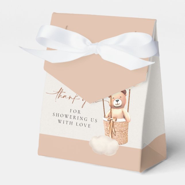 Brown Gender Neutral Bear Balloons Favour Box (Front Side)