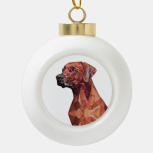Brown Geometric Dog   Ceramic Ball Christmas Ornament