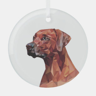 Brown Geometric Dog Glass Ornament