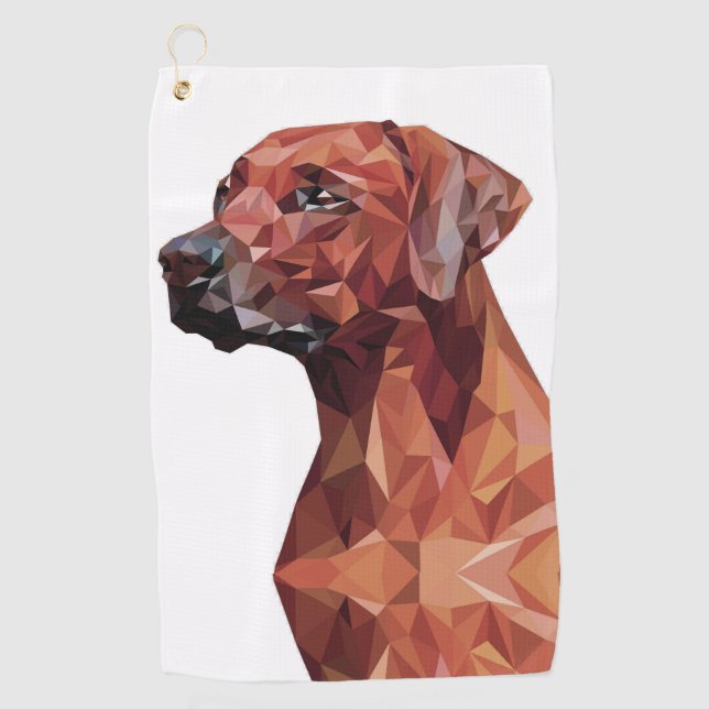 Brown Geometric Dog  Golf Towel (Front)