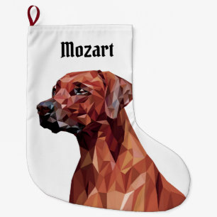 Brown Geometric Dog   Large Christmas Stocking