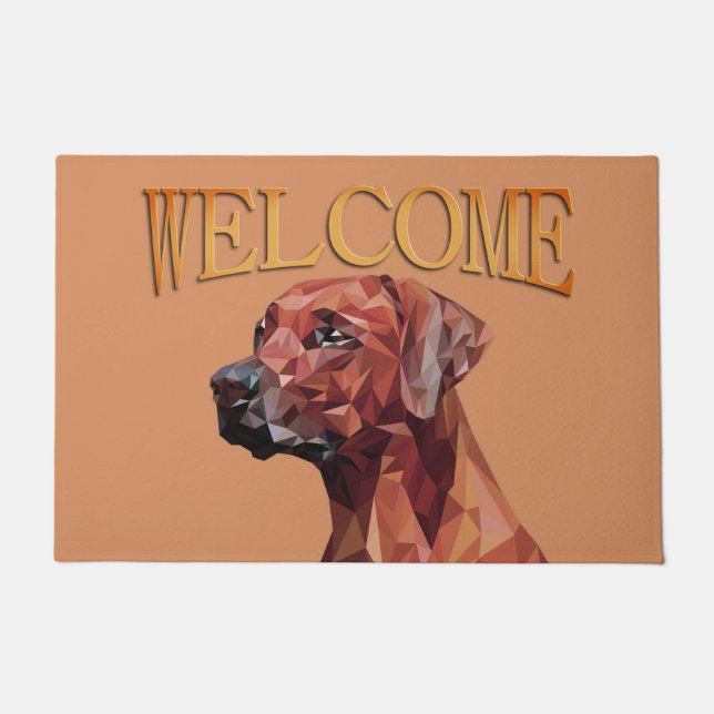 Brown Geometric Dog on Brown Doormat (Front)