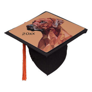 Brown Geometric Dog on Dark Brown Year Graduation Cap Topper